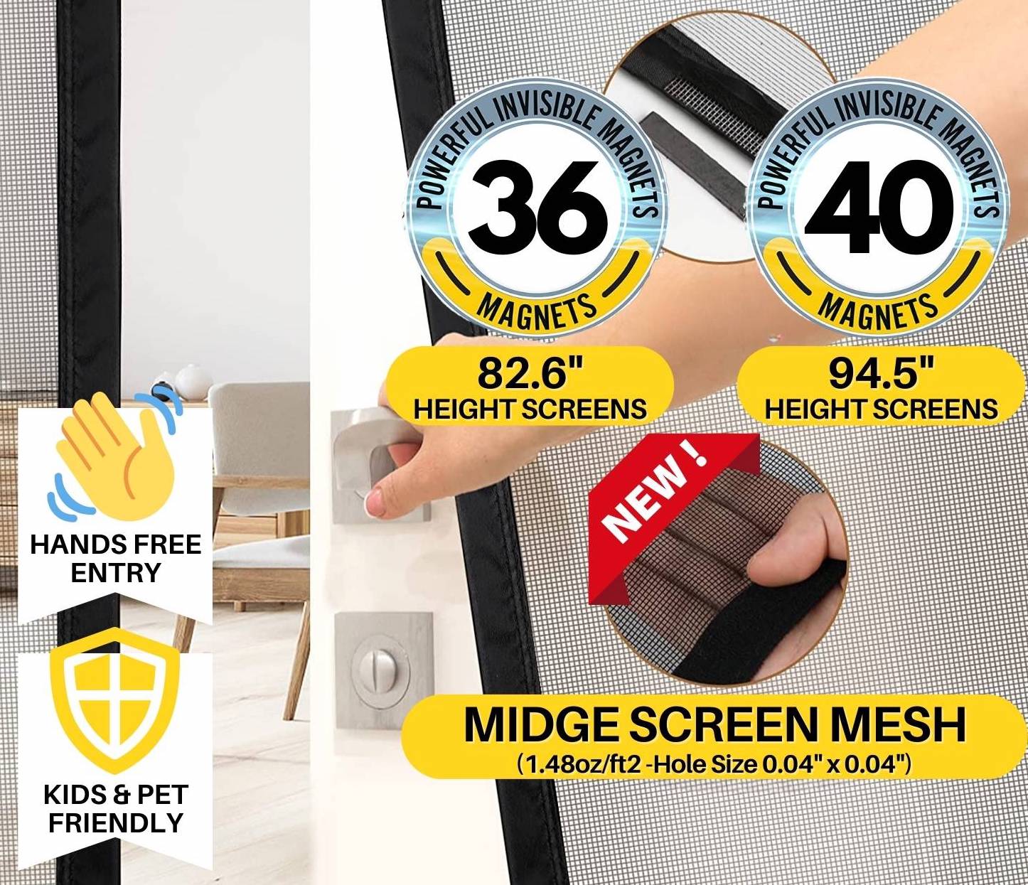 Magnetic Door Screen - Black - 27.5" x 82.6", image 2